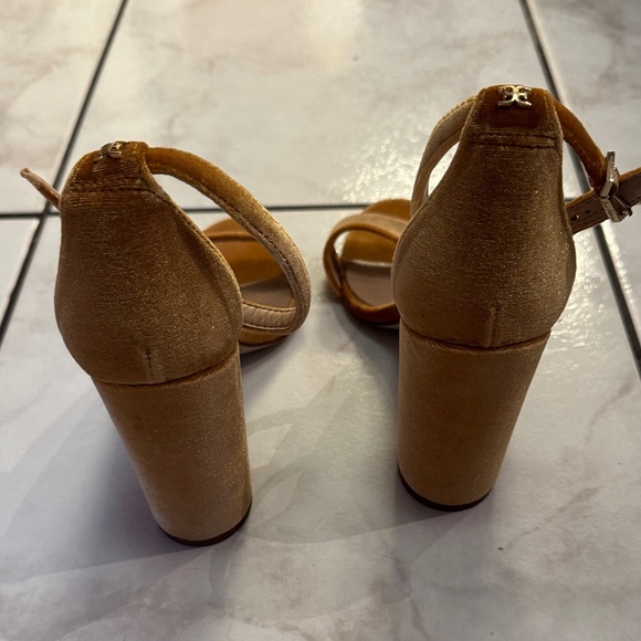 Sam Edelman Velvet Block Heel Sandals - Tan - Picture 2 of 3